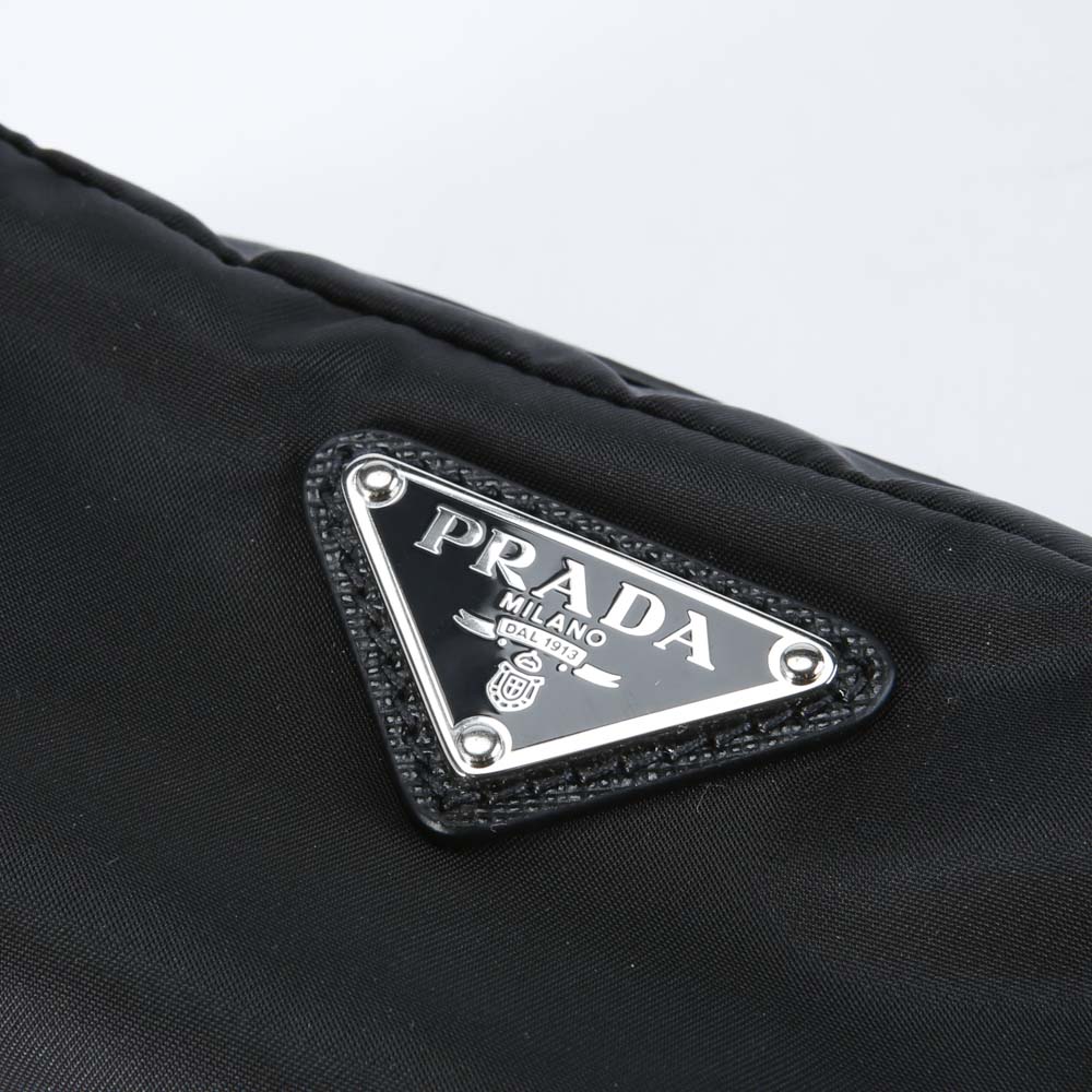 プラダ PRADA ポーチ ReNylon+SAFFIANO 横長ポーチ/NERO 2NA046-2DMH 