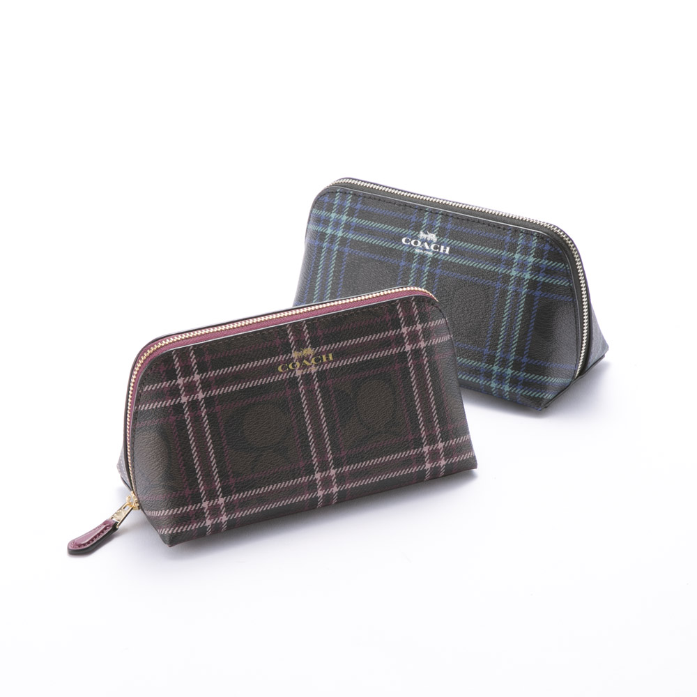 コーチ COACH PVCシグネチャーフィールドプレイドプリントチェック柄コスメポーチ F87790【FITHOUSE ONLINE SHOP】