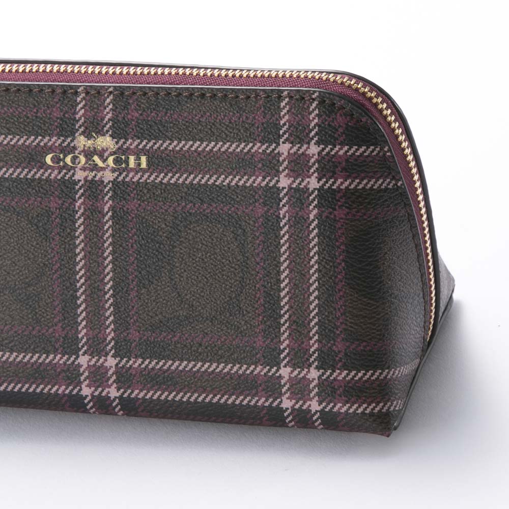 コーチ COACH PVCシグネチャーフィールドプレイドプリントチェック柄コスメポーチ F87790【FITHOUSE ONLINE SHOP】