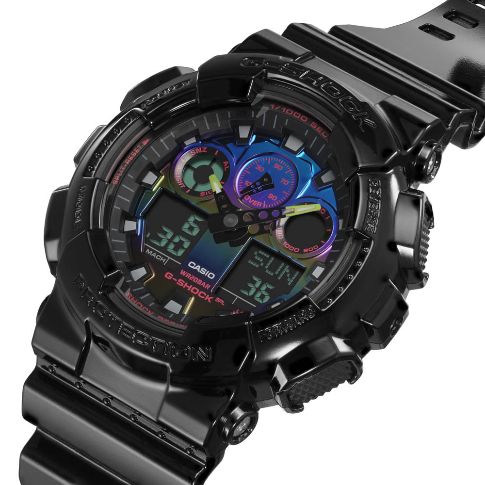 カシオ CASIO ジーショック G-SHOCK 腕時計 Virtual Rainbow：Gamer's RGB GA-100 アナデジMウォッチ GA-100RGB-1AJF【FITHOUSE ONLINE SHOP】