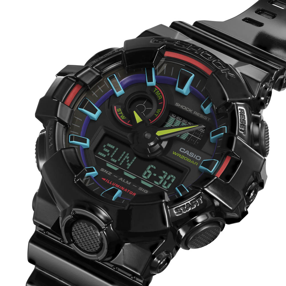 カシオ CASIO ジーショック G-SHOCK 腕時計 Virtual Rainbow：Gamer's RGB GA-700 アナデジMウォッチ GA-700RGB-1AJF【FITHOUSE ONLINE SHOP】