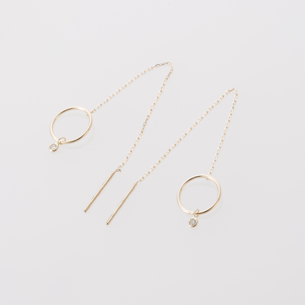 シェリークラン cheriecrin K10YG ダイヤ0.016ct サークル×チェーンピアス MCP-0035【FITHOUSE ONLINE SHOP】