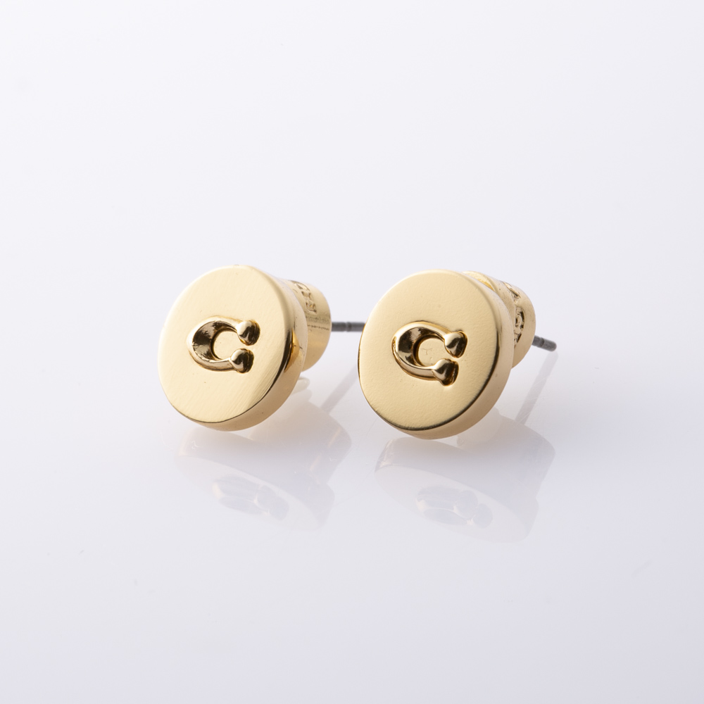 コーチ COACH ピアス ER MTL LOGO RND STUD 37352957 GLD710【FITHOUSE ONLINE SHOP】