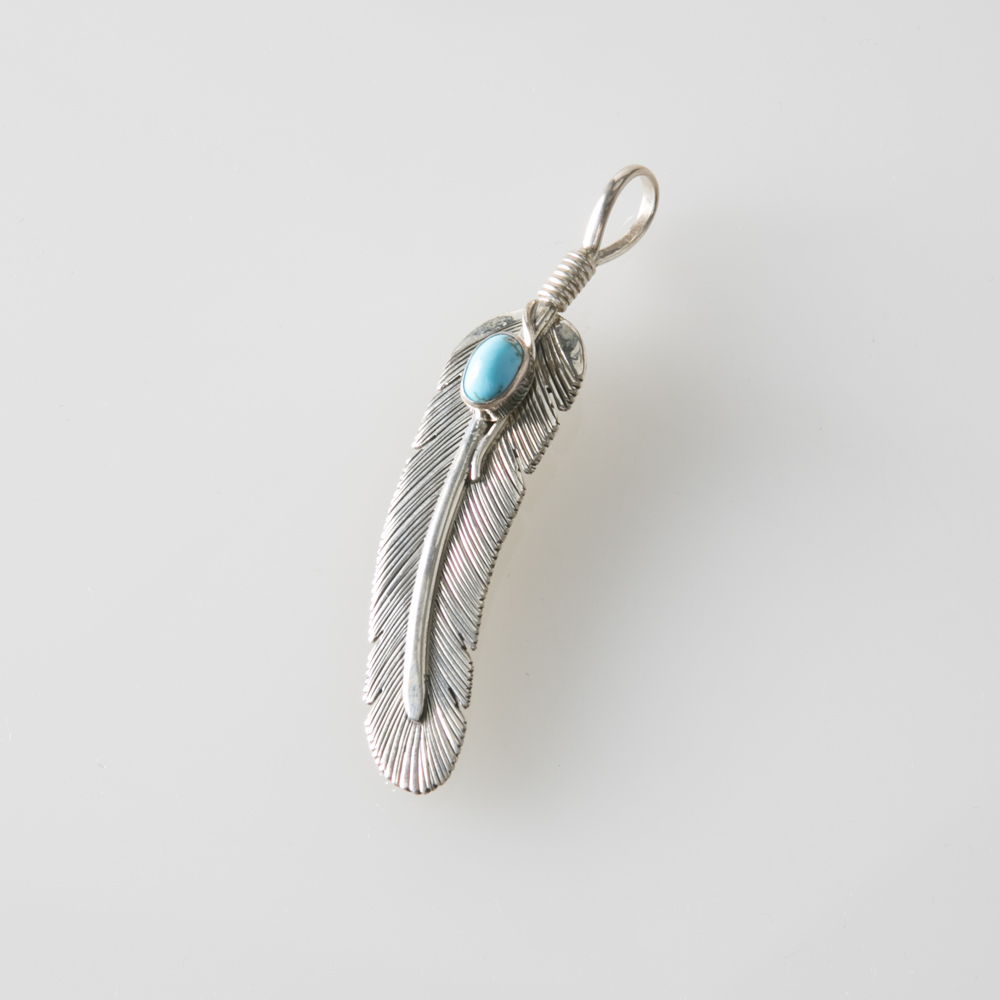 【50％OFFクーポン配布中！】インディアン ジュエリー INDIAN JEWELRY ペンダントトップ Harvey Mace FEATHER 石付 SV PDT SPS-2-S【FITHOUSE ONLINE SHOP】